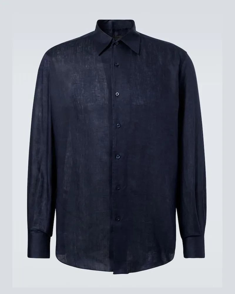SAMAN AMEL Hemd aus Leinen Blau
