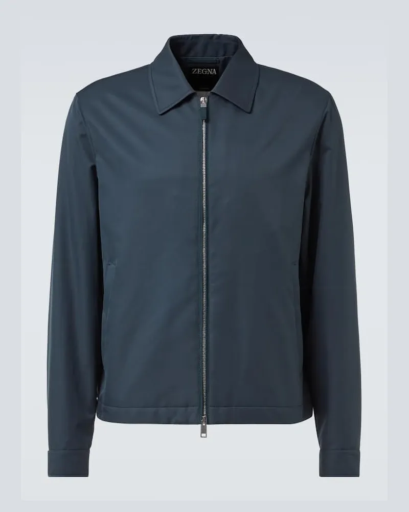 Ermenegildo Zegna Blouson mit Leder Blau