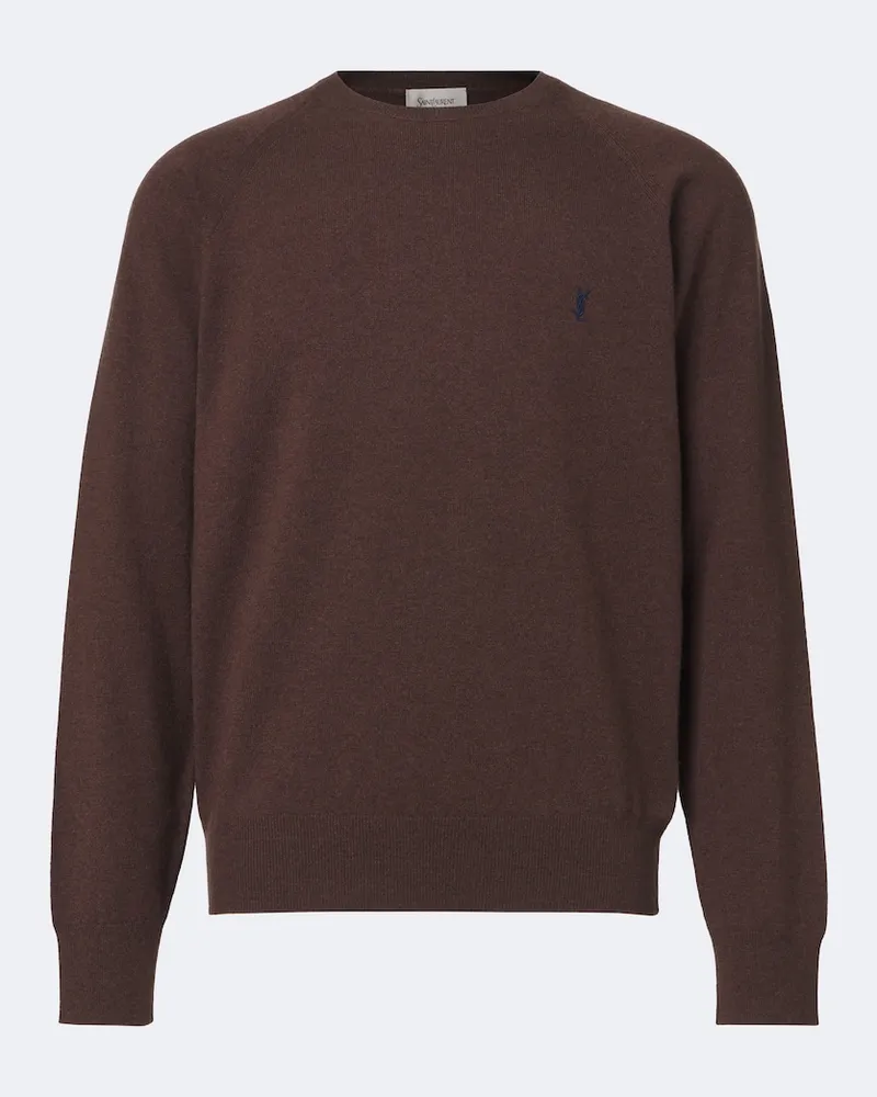 Saint Laurent Pullover Cassandre aus Kaschmir Braun