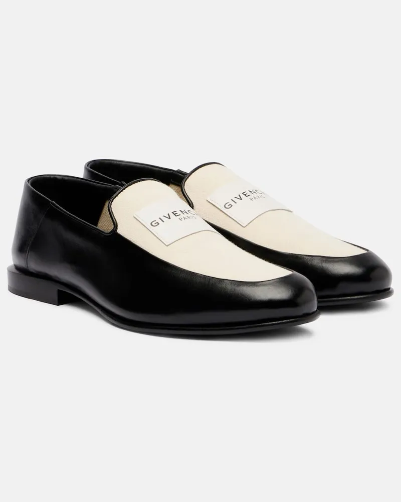 Givenchy Loafers Label aus Leder und Canvas Schwarz