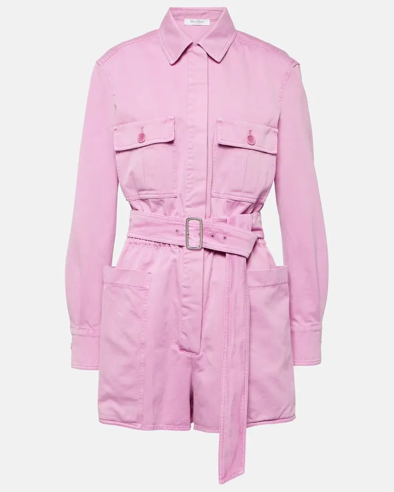 Max Mara Playsuit Visiera aus Baumwoll-Drill Rosa