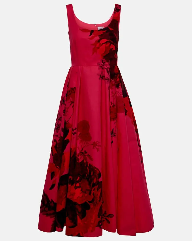 Erdem Bedrucktes Maxikleid aus Baumwoll-Faille Pink