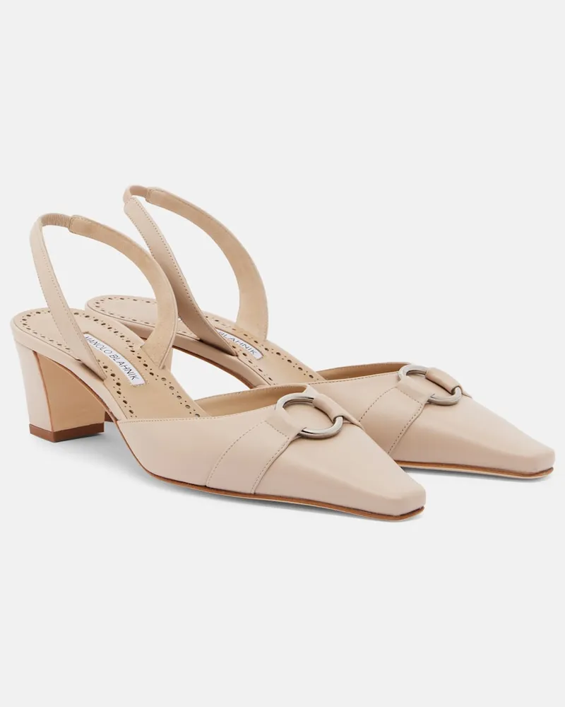 Manolo Blahnik Slingback-Pumps Trixa aus Lackleder Beige