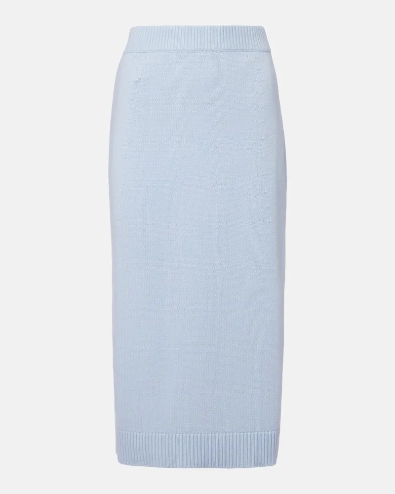 Carolina Herrera New York Bleistiftrock Pencil aus Wolle und Kaschmir Blau