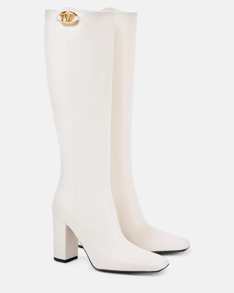Valentino Garavani Stiefel VLogo The Bold Edition 100 aus Leder Weiß