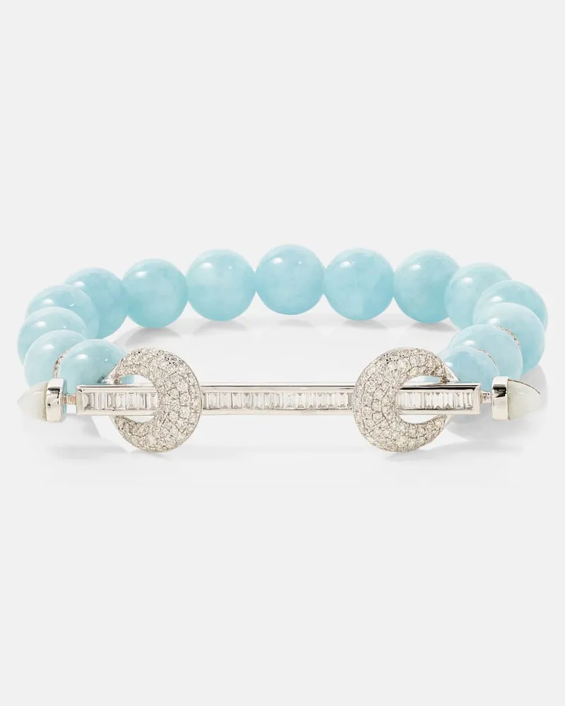 Ananya Armband Chakra aus Aquamarin mit 18kt Weißgold, Diamanten und Quarz Blau
