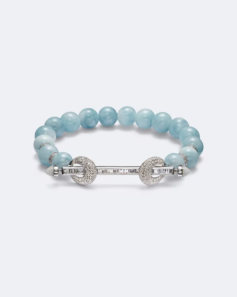 Ananya Armband Chakra aus Aquamarin mit 18kt Weißgold, Diamanten und Quarz Blau