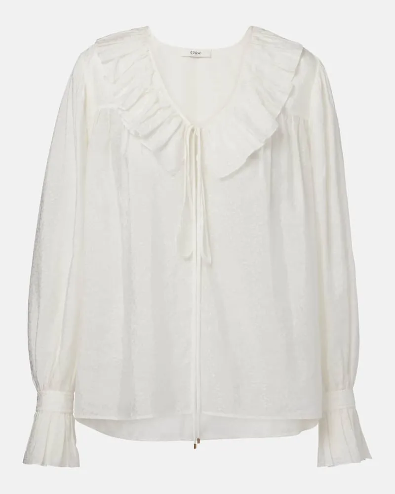 Chloé Chloé Top aus Baumwoll-Voile Weiß
