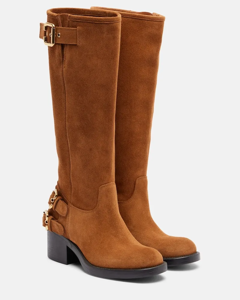 Chloé Chloé Bikerstiefel Dakota aus Veloursleder Braun