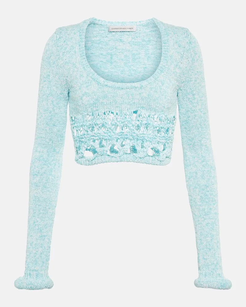 Christopher Esber Cropped-Top aus einem Baumwollgemisch Blau