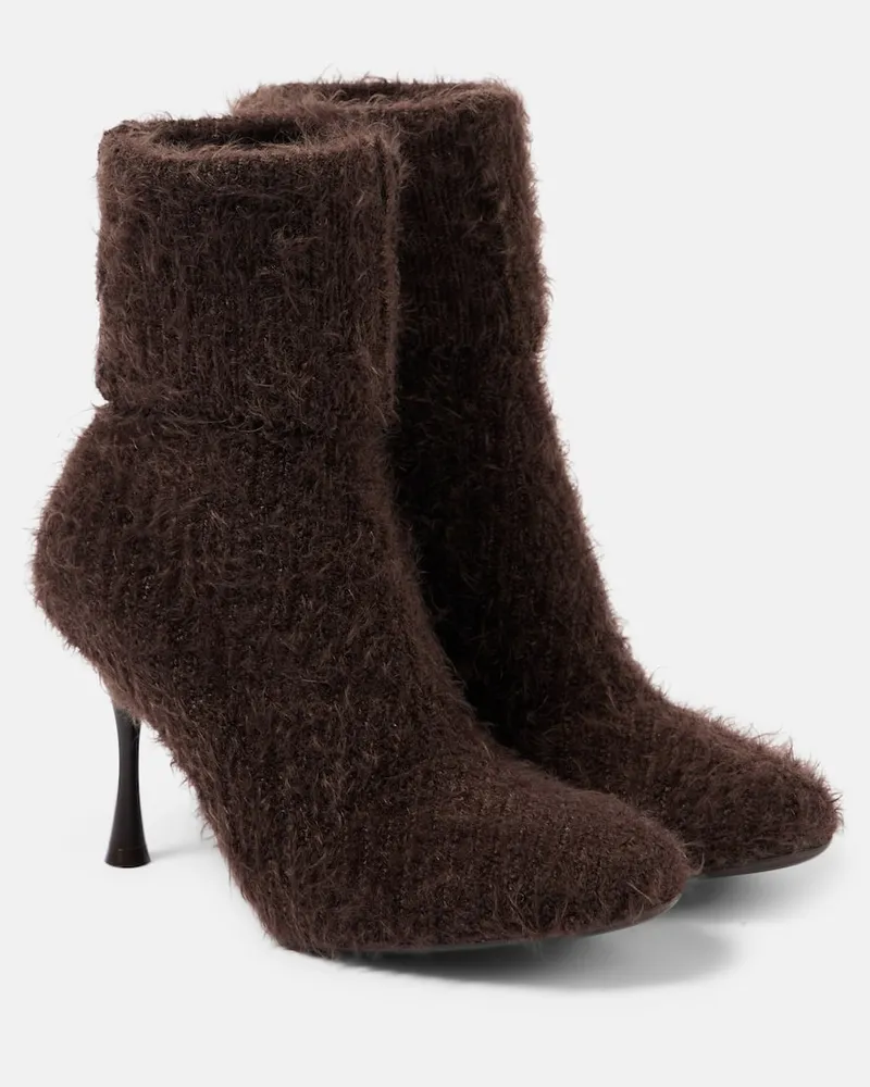 Gianvito Rossi Ankle Boots Finny 85 aus Strick Braun