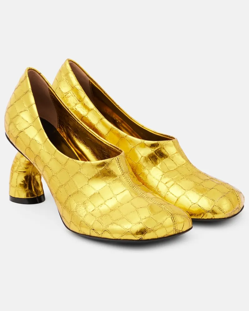 Dries van Noten Pumps 75 aus Metallic-Leder Gold
