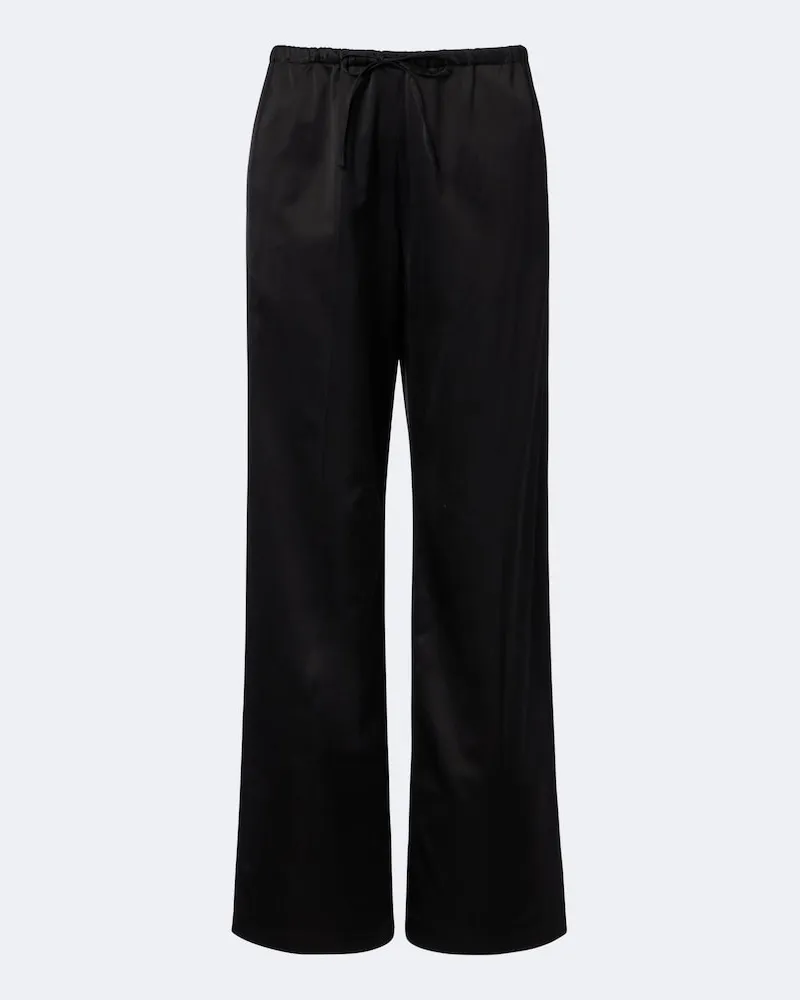 Dries van Noten Weite Hose aus Satin Schwarz