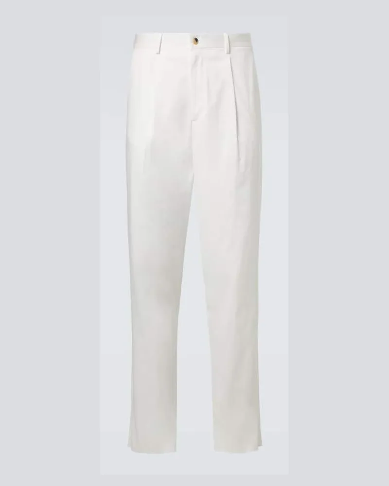 Giorgio Armani Gerade Hose aus einem Baumwollgemisch Weiß