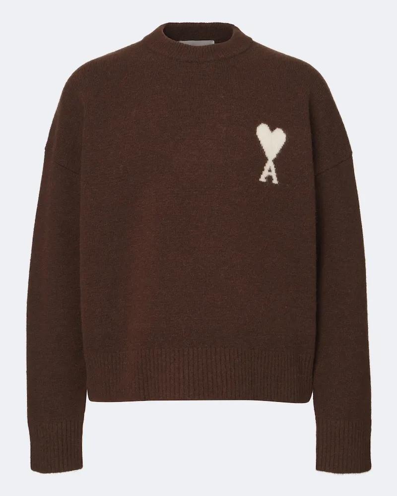 AMI Paris Pullover Ami de Coeur aus Strick Braun