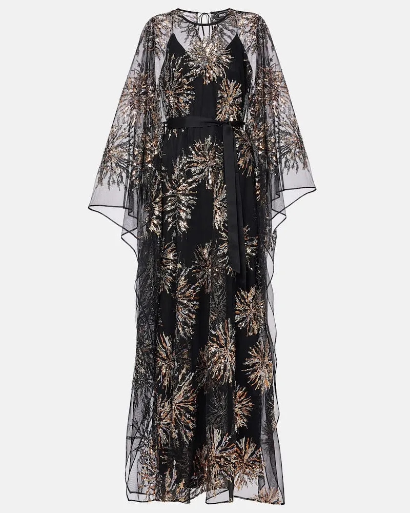 Taller Marmo Robe Gran Soleil aus Tüll mit Pailletten Schwarz