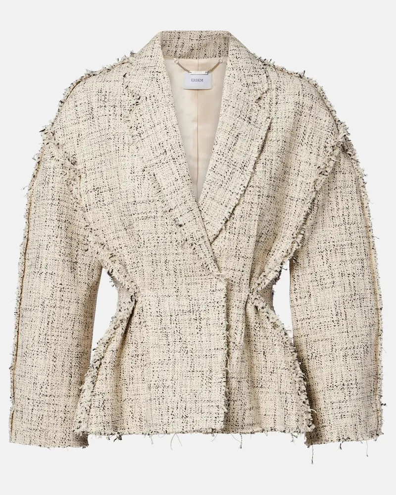 Erdem Jacke aus Tweed Weiß