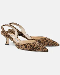 Manolo Blahnik Slingback-Pumps Carolyne 50 aus Veloursleder Multicolor