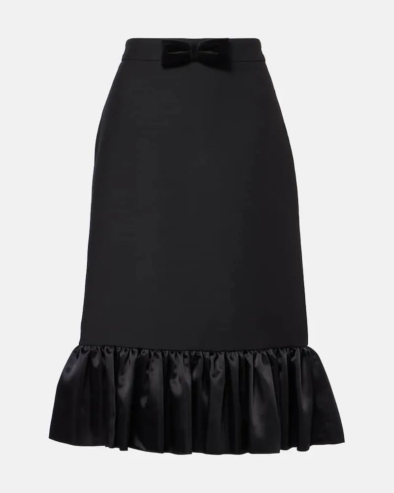 Valentino Garavani Midirock aus Crepe Couture mit Satin Schwarz