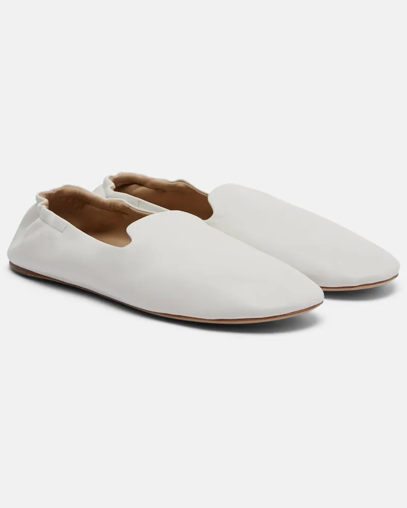The Row Slip-Ons Casa aus Leder Weiß