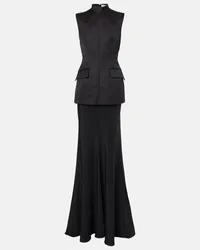 SPORTMAX Robe aus Satin und Crepe de Chine Schwarz