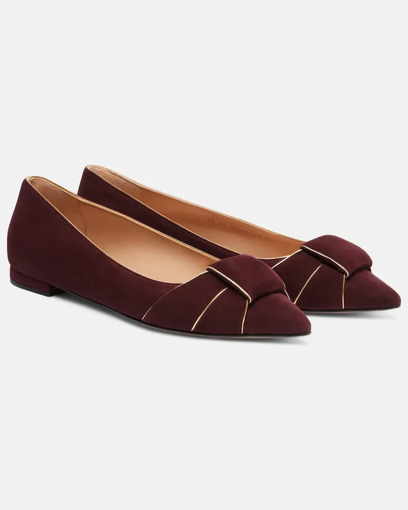 Gianvito Rossi Ballerinas aus Veloursleder Burgunderrot