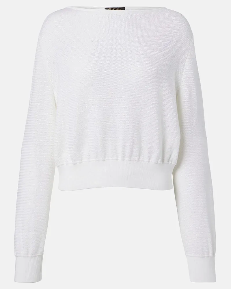 Loro Piana Pullover Dora Baltea aus Seide und Baumwolle Weiß