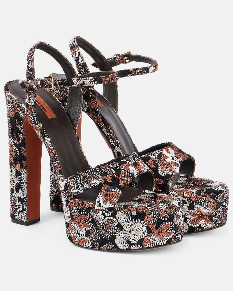 Missoni Plateausandalen Angela Raschel aus Häkelstrick Multicolor