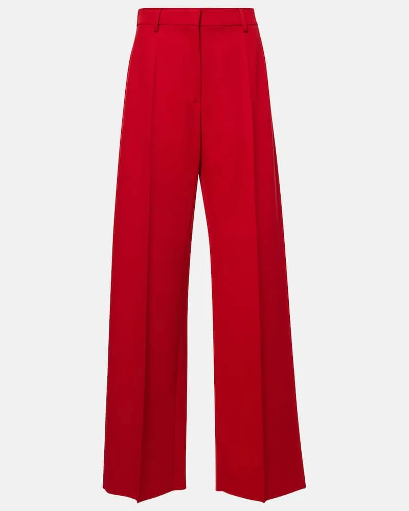 Valentino Garavani Weite Hose aus Schurwolle Rot