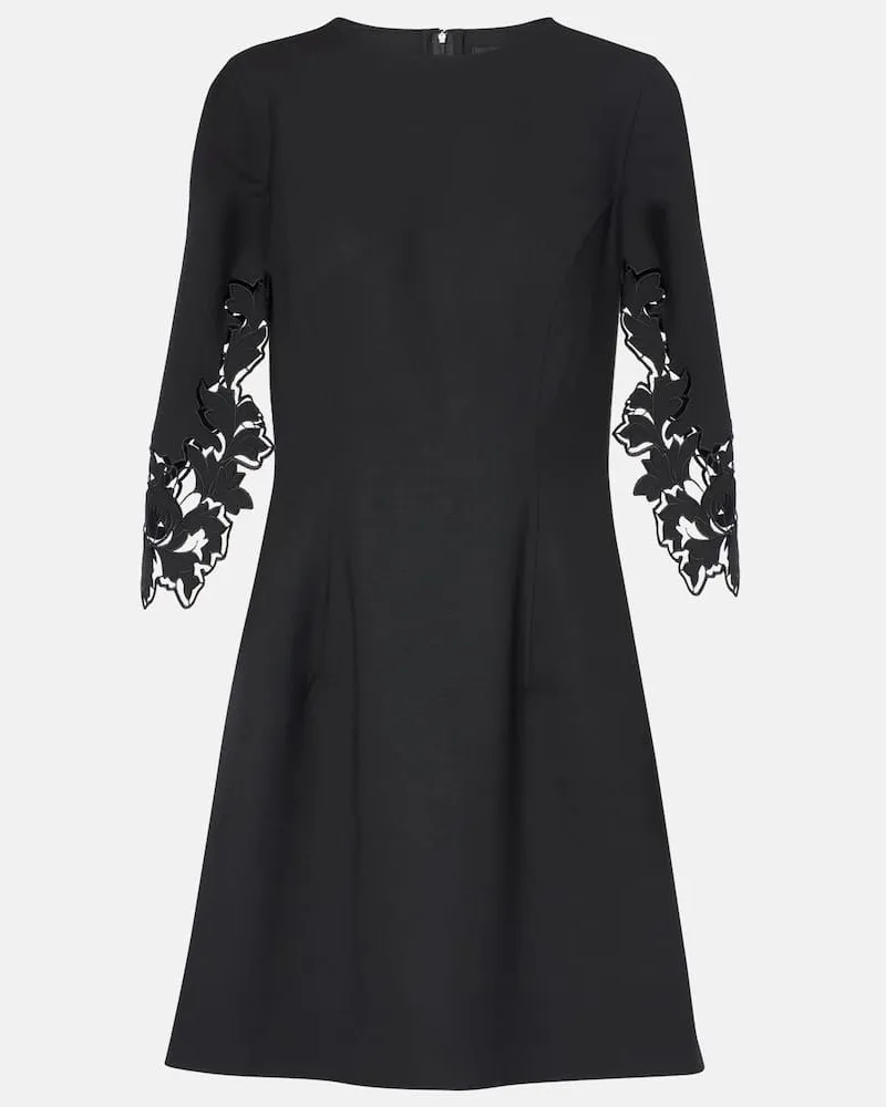 Oscar de la Renta Minikleid Peony aus einem Wollgemisch Schwarz