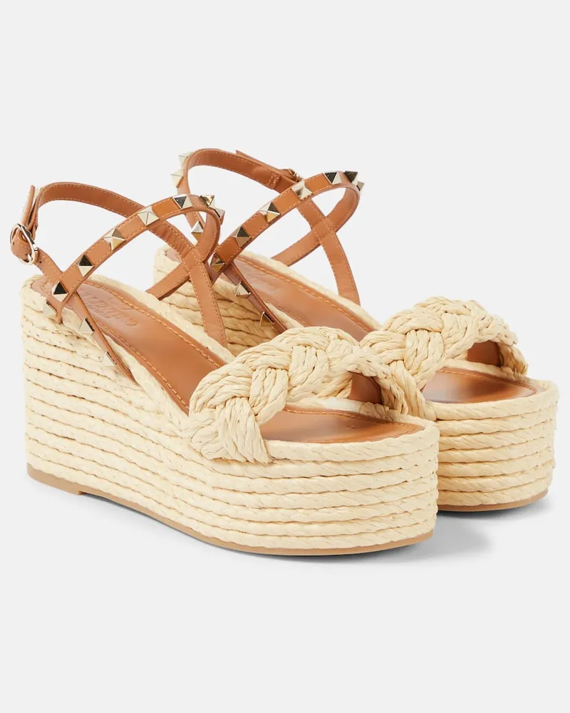 Valentino Garavani Espadrille-Sandalen Rockstud mit Leder Braun