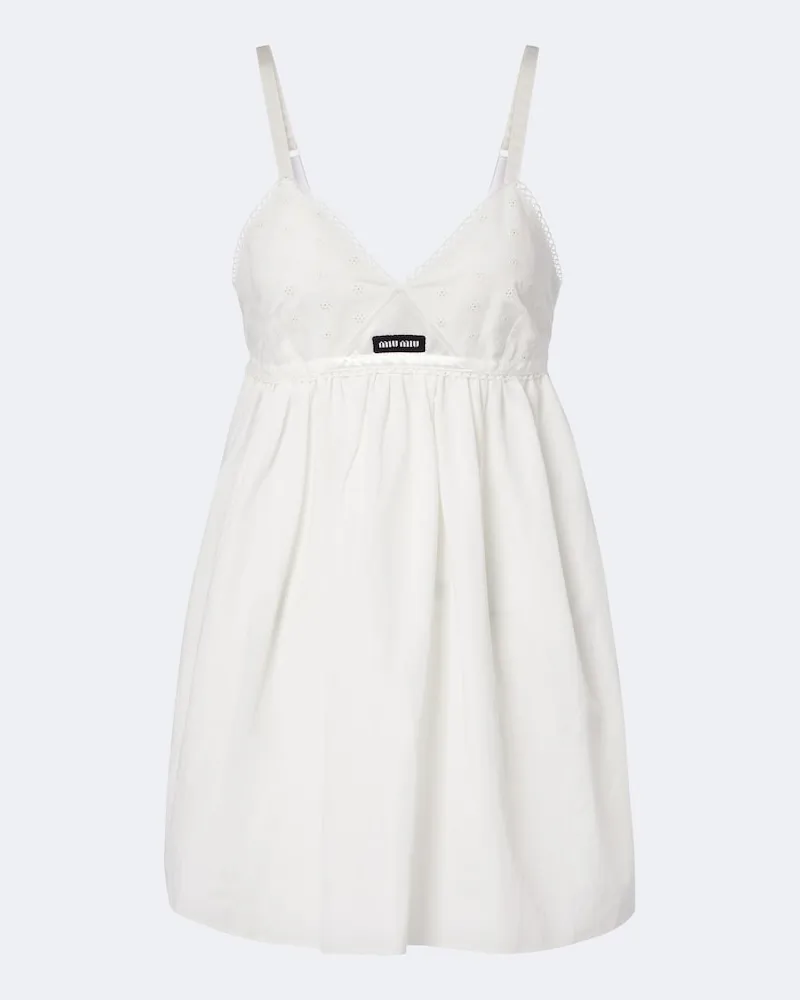 Miu Miu Minikleid aus Baumwolle und Leinen Weiß