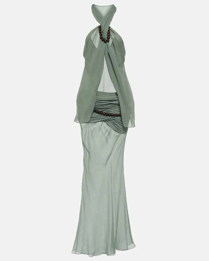 Christopher Esber Verziertes Maxikleid aus Seide Grün