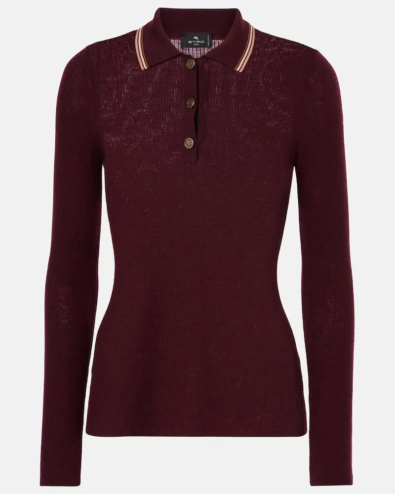 Etro Polopullover aus Wolle und Baumwolle Burgunderrot