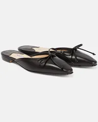 Manolo Blahnik Slippers Ballerimu aus Leder Schwarz