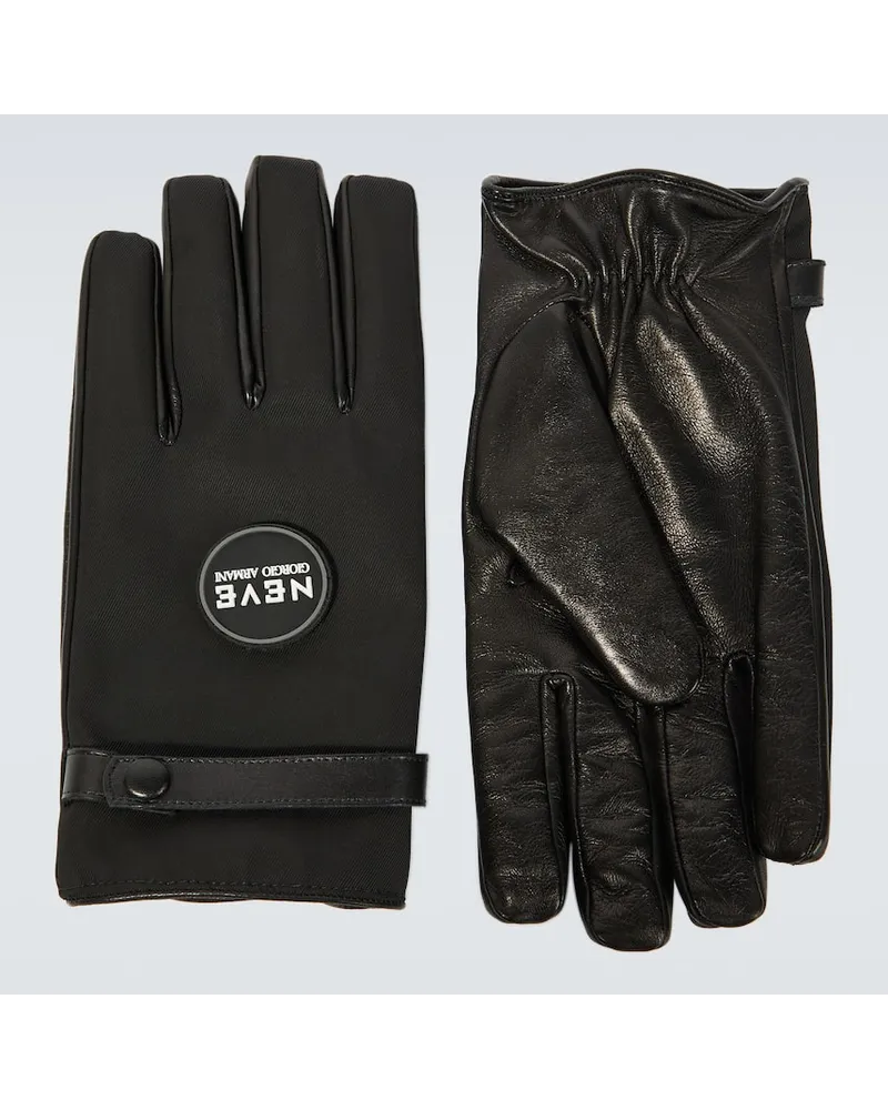 Giorgio Armani Handschuhe Neve mit Leder Schwarz