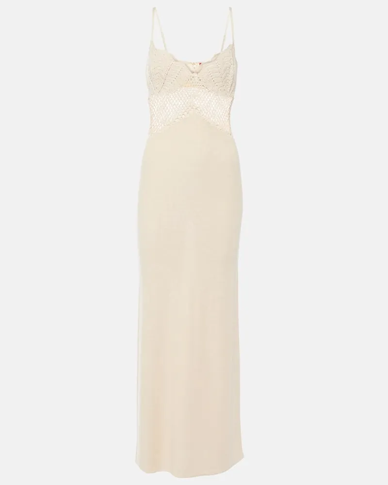 STAUD Maxikleid Tara aus Häkelstrick Weiß