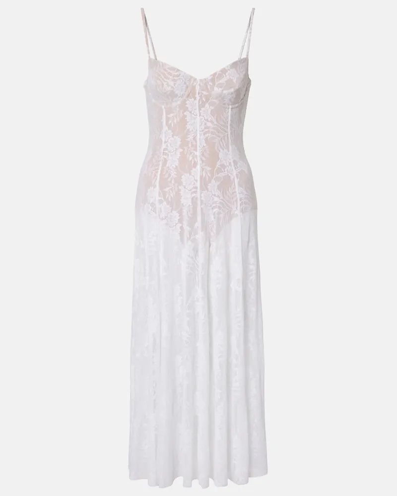 Norma Kamali Slipdress aus Spitze Weiß
