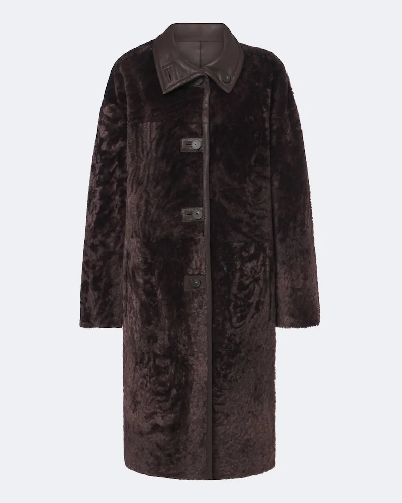 Joseph Wendbarer Mantel Ari aus Shearling mit Leder Burgunderrot