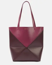 Loewe Tote Puzzle Fold Medium aus Leder Burgund