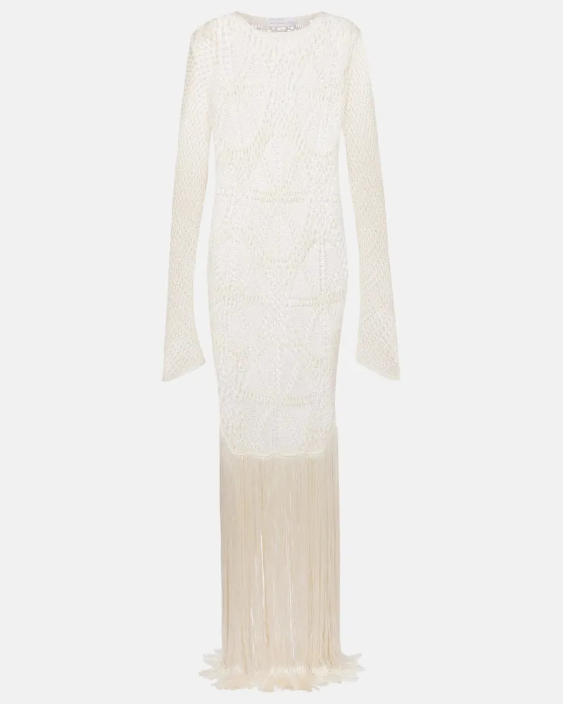 Stella McCartney Maxikleid aus Häkelstrick Weiß