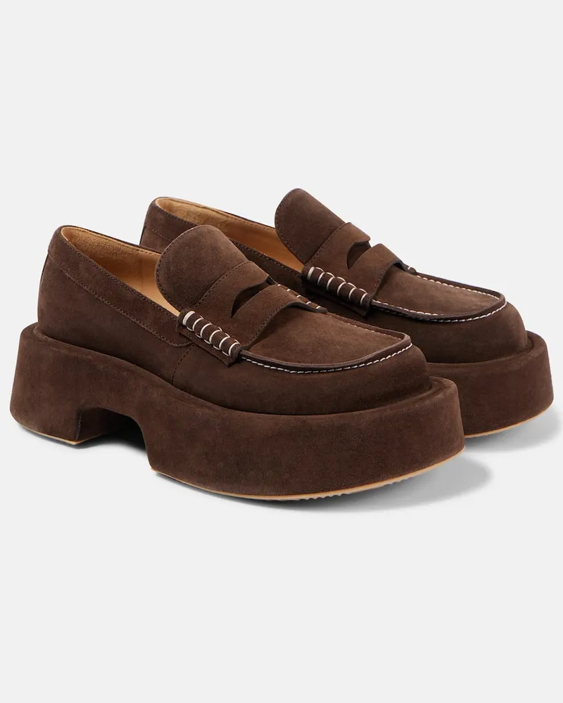 J.W.Anderson Plateau-Loafers aus Veloursleder Braun