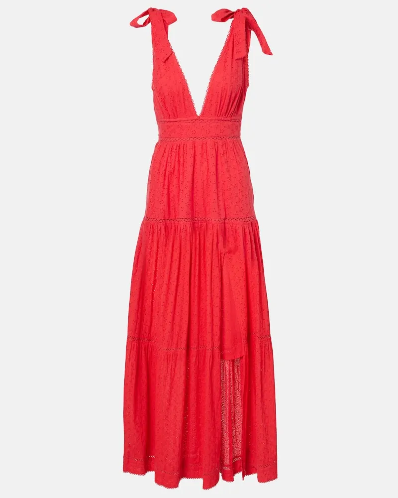 Poupette St Barth Maxikleid aus Baumwolle Rot