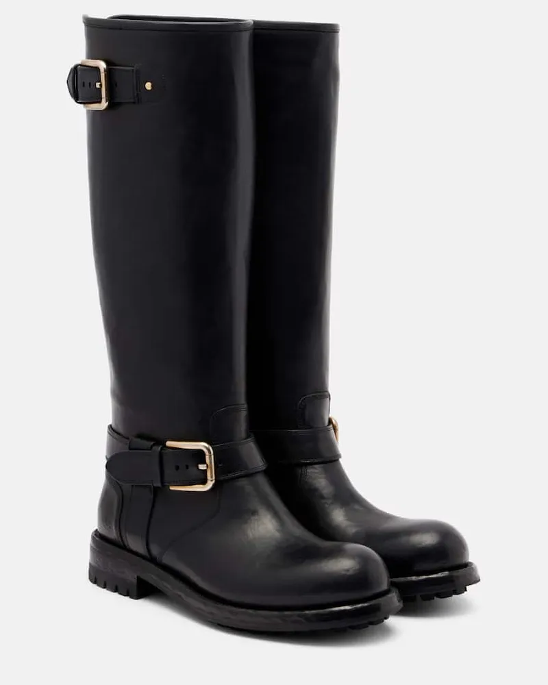 Dolce & Gabbana Bikerstiefel aus Leder Schwarz