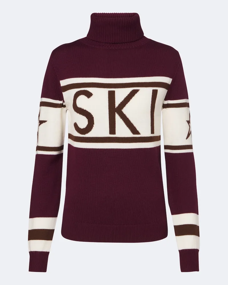 Perfect Moment Rollkragenpullover Schild aus Wolle Burgunderrot