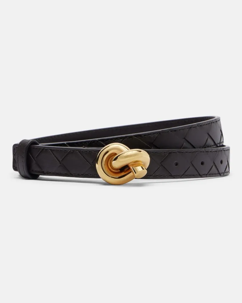 Bottega Veneta Gürtel Knot Intrecciato aus Leder Braun