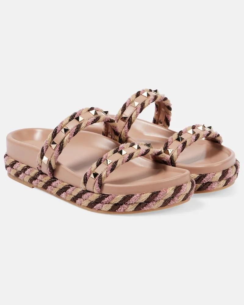Valentino Garavani Sandalen Rockstud Torchon mit Leder Multicolor