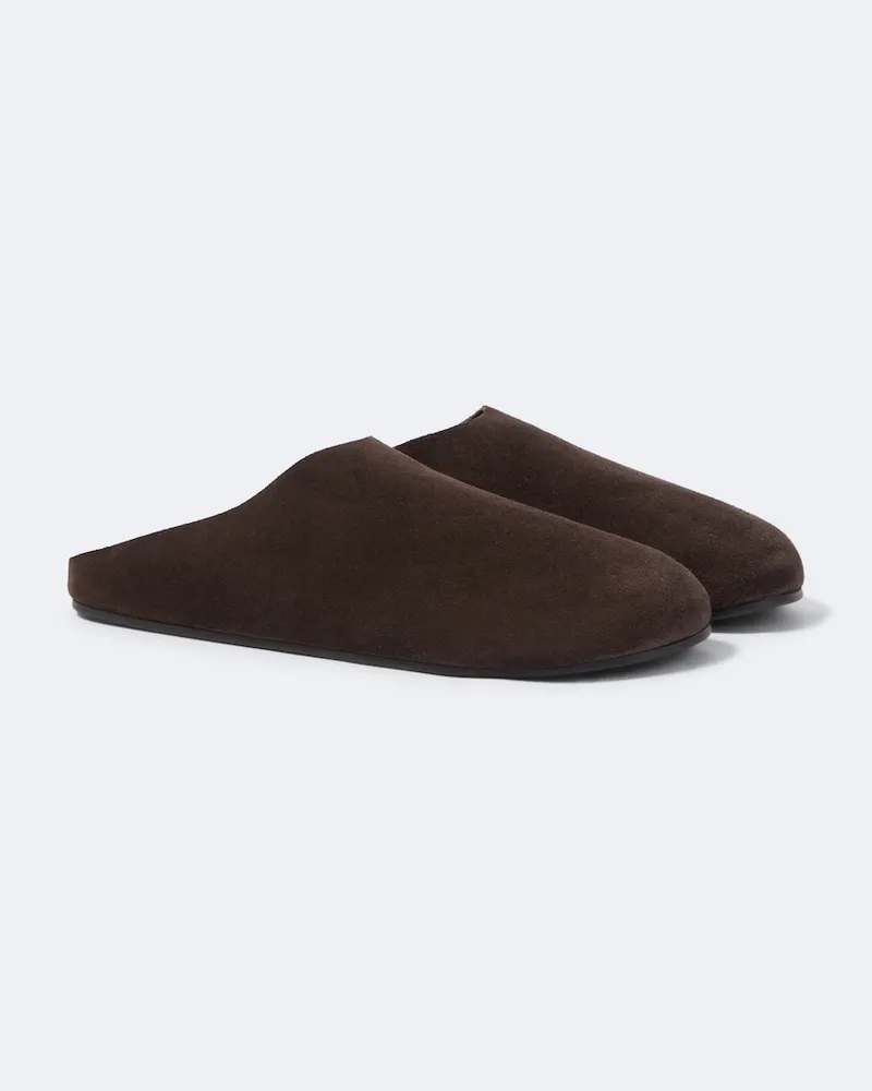 The Row Slippers Hudson aus Veloursleder Braun