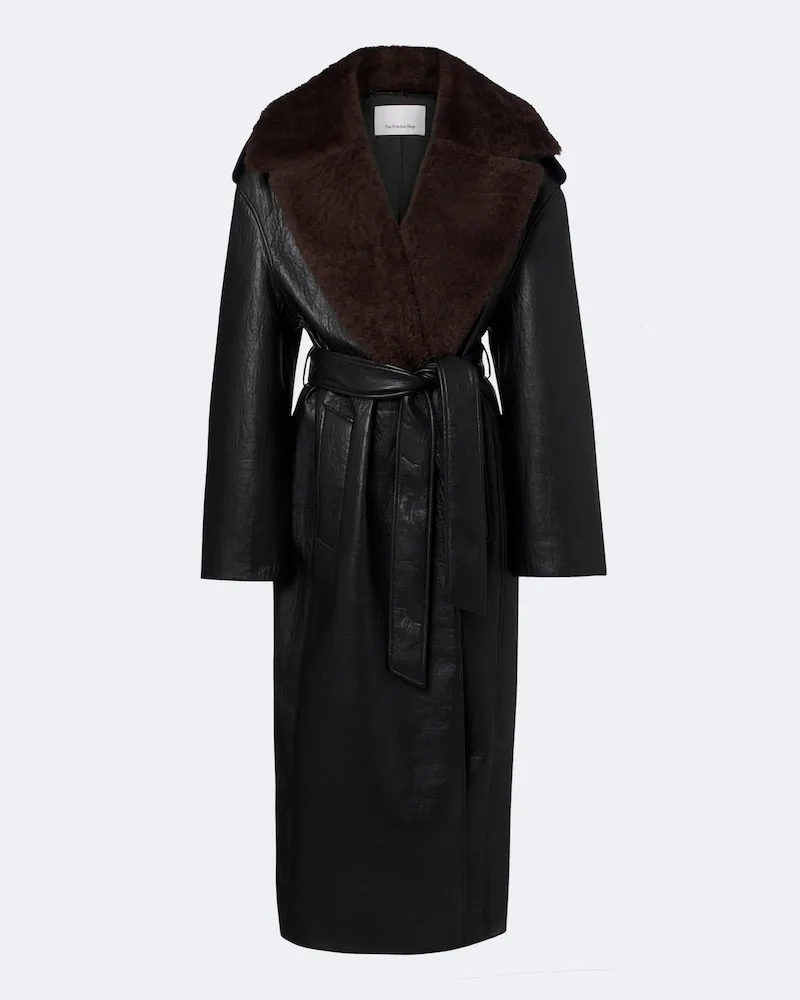 FRANKIE Shop Wickelmantel Edra mit Shearling Schwarz