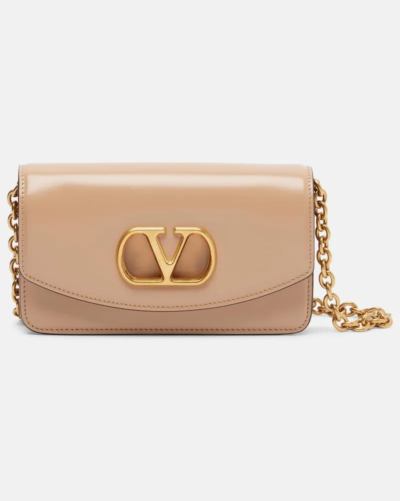 Valentino Garavani Clutch Vain Small aus Leder Beige